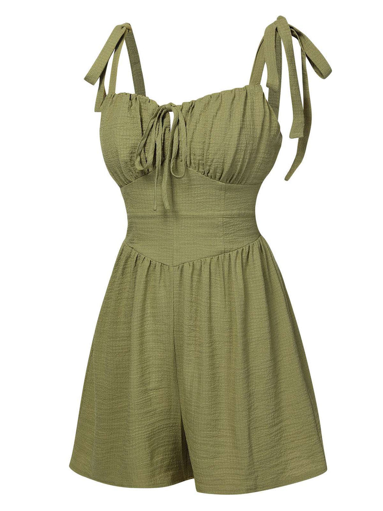 Light Green 1950s Solid Bind Pleated Romper, vintage romper, retro jumpsuit - perfect for women who love vintage and retro fashion