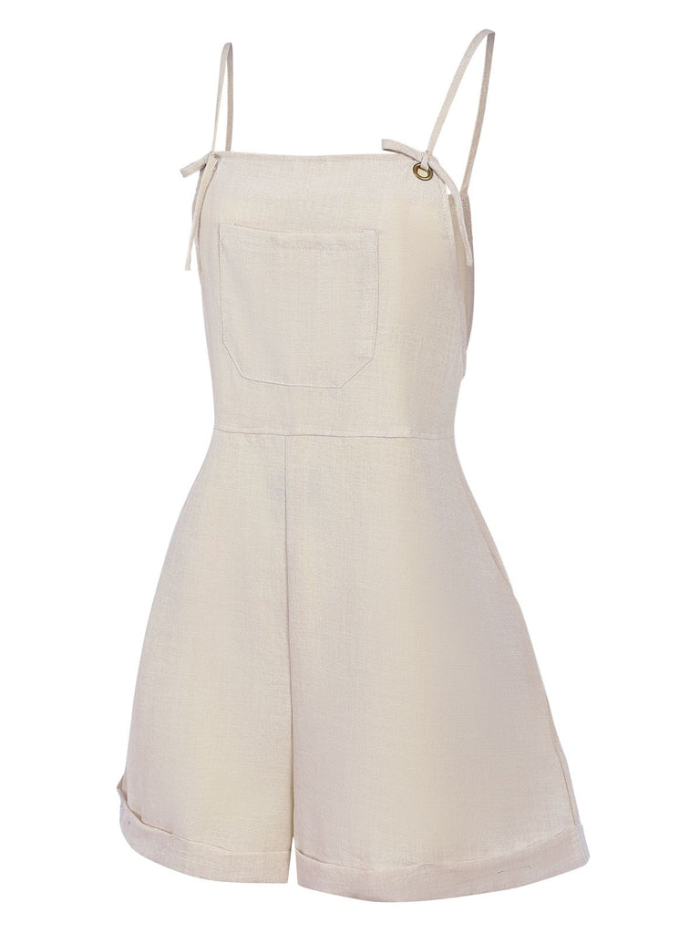 Light Grey 1950s Solid Spaghetti Strap Romper, vintage romper, retro jumpsuit - perfect for women who love vintage and retro fashion