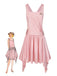 Light Pink 1920s Satin Square Neck Back Bow Dress - vintage dress, retro fashion, Gatsby party