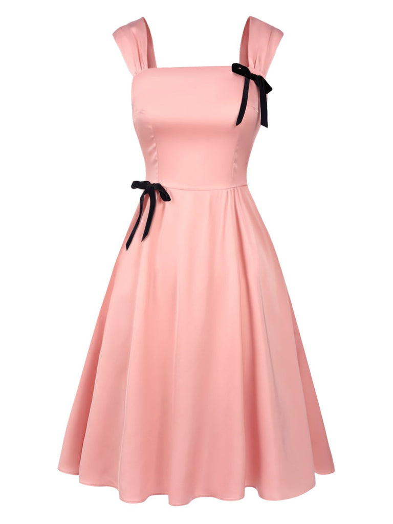 Light Pink 1940s Solid Bow Dress Light Pink 1940s Solid Bow Dress