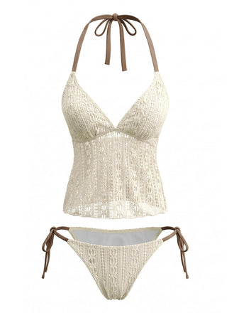 Light Yellow 1950s Halter Bikini Bikini Set