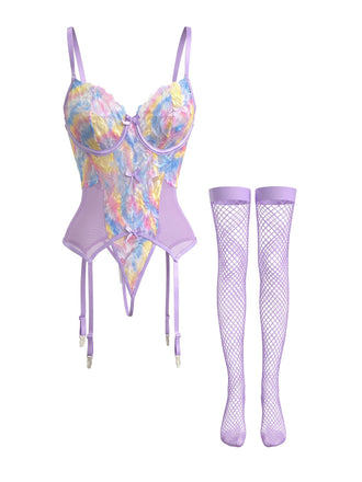 Lilac 1950s Lace Sleepwear Classic Two Piece Set
