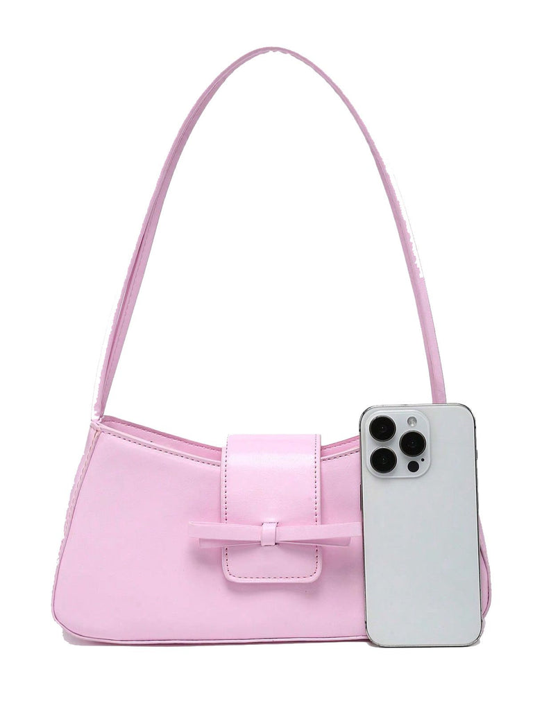 Vintage Leather Bow Baguette Bag