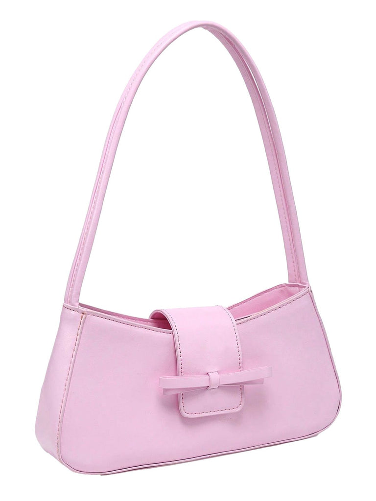 Vintage Leather Bow Baguette Bag