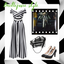 Black 1960s Off-Shoulder Stripes Jumpsuit