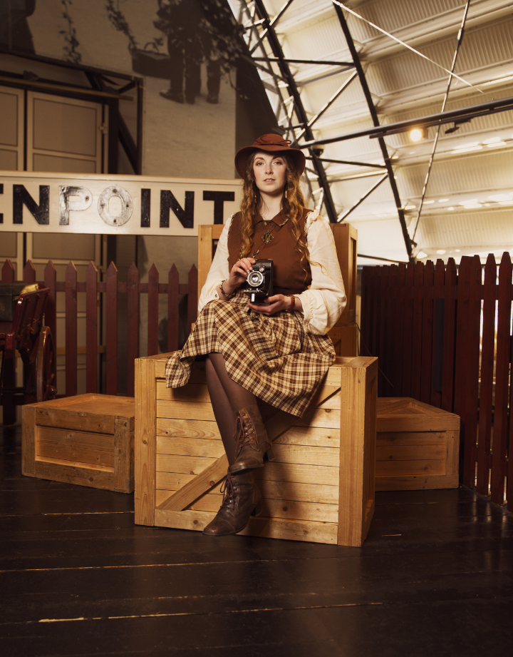 Brown 1950s Plaids Lapel Patchwork Dress