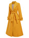 Mango Yellow 1930s Solid Lapel Long Coat, vintage coat, retro outerwear - perfect for women who love vintage and retro fashion