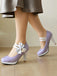 She finds her vintage story in this Mary Jane Color Block Side Bow High Heel Shoes