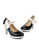 She finds her vintage story in this Mary Jane Color Block Side Bow High Heel Shoes