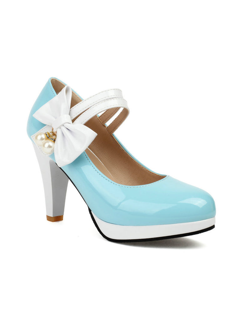 This Mary Jane Color Block Side Bow High Heel Shoes whispers vintage secrets to those who notice