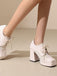Mary Jane Plaid Square Toe Block Heel Shoes - vintage shoes, retro heels