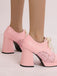 Mary Jane Plaid Square Toe Block Heel Shoes - vintage shoes, retro heels