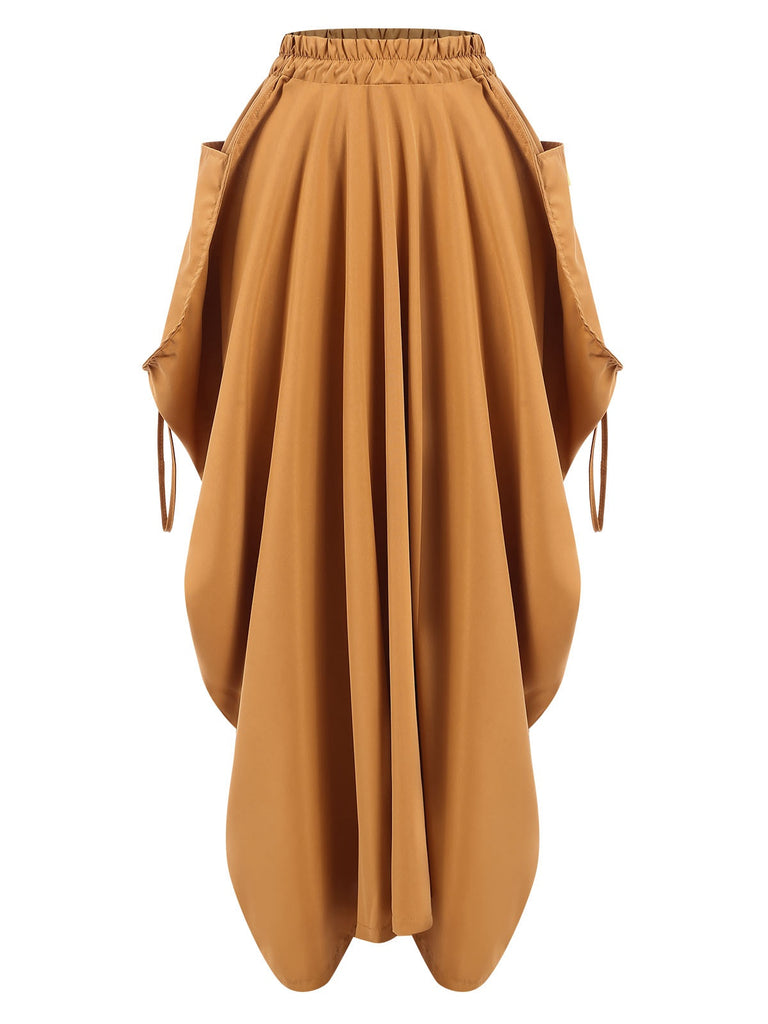Medium Yellow 1960s Solid Drawstring Waist Skirt, vintage skirt, retro style - perfect for women who love vintage and retro fashion
