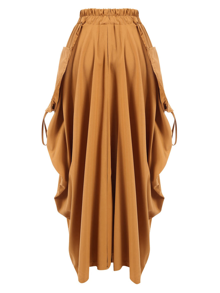 Medium Yellow 1960s Solid Drawstring Waist Skirt, vintage skirt, retro style - perfect for women who love vintage and retro fashion