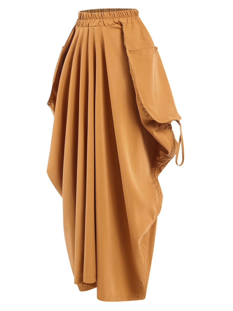 Medium Yellow 1960s Solid Drawstring Waist Skirt, vintage skirt, retro style - perfect for women who love vintage and retro fashion