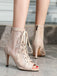 Mesh Patchwork Peep Toe High Heel Sandals - vintage shoes, retro heels
