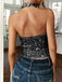Metallic 1970s Halter Sequin Sleeveless Top - vintage fashion, retro style