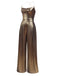 Metallic 1980s Cowl Neck Spaghetti Strap Jumpsuit: timeless 1980s elegance she makes her own