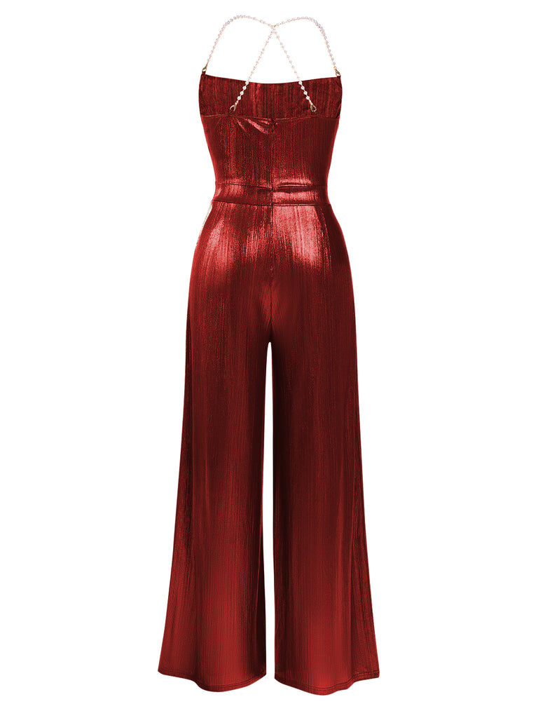 Metallic 1980s Cowl Neck Spaghetti | 1980s | vintage romper, retro jumpsuit