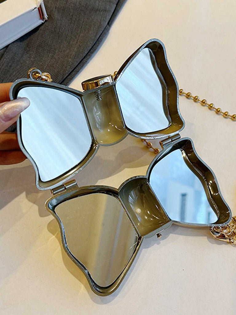 Metallic Bow Beaded Chain Bag - vintage fashion, retro style