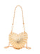 Metallic Ribbed Heart-Shaped Hard Shell Mini Bag - vintage fashion, retro style