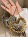 Metallic Ribbed Heart-Shaped Hard Shell Mini Bag - vintage fashion, retro style
