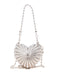 Metallic Ribbed Heart-Shaped Hard Shell Mini Bag - vintage fashion, retro style