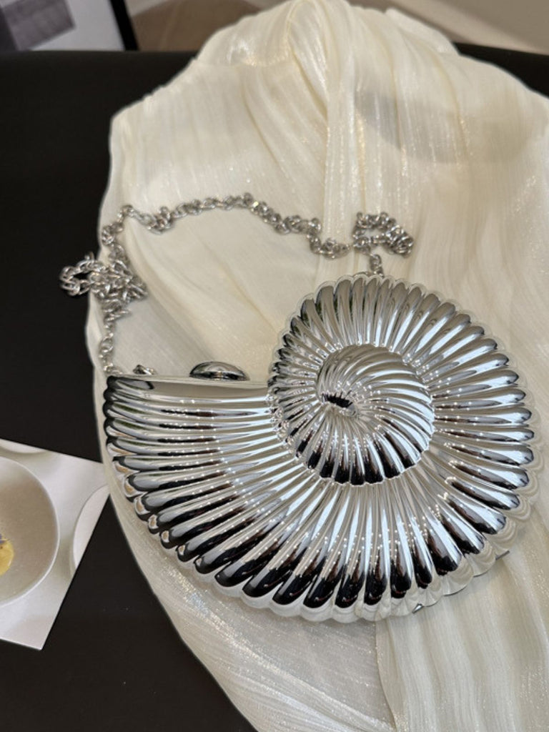 Metallic Seashell Clutch Chain Bag - vintage fashion, retro style