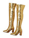 Metallic Thigh-High Block Heel Boots - vintage shoes, retro heels