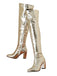 Metallic Thigh-High Block Heel Boots - vintage shoes, retro heels