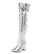 Metallic Thigh-High Block Heel Boots - vintage shoes, retro heels