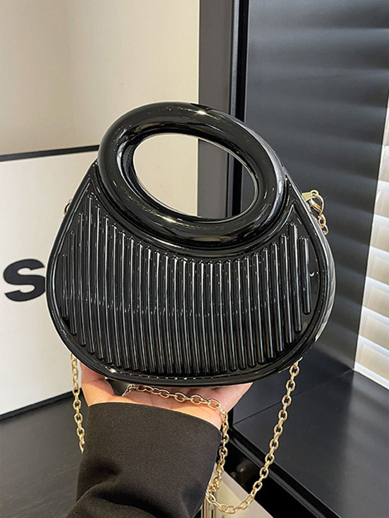 Metallic Top-Handle Chain Crossbody Bag - vintage fashion, retro style