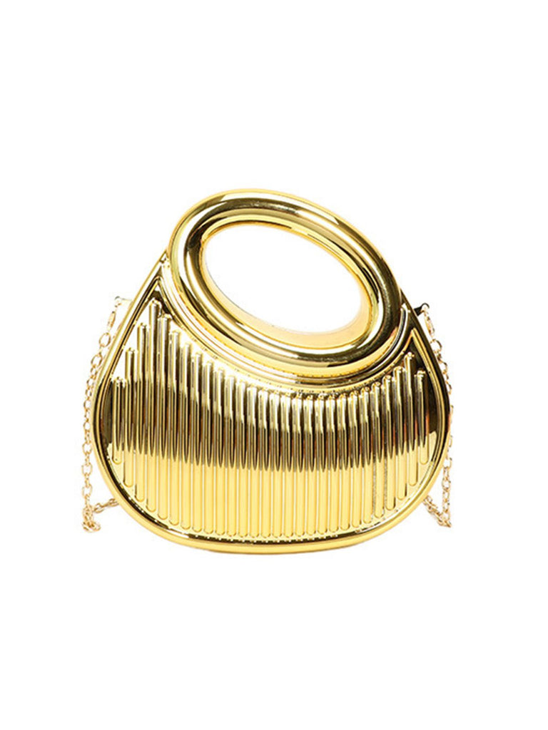 Metallic Top-Handle Chain Crossbody Bag - vintage fashion, retro style