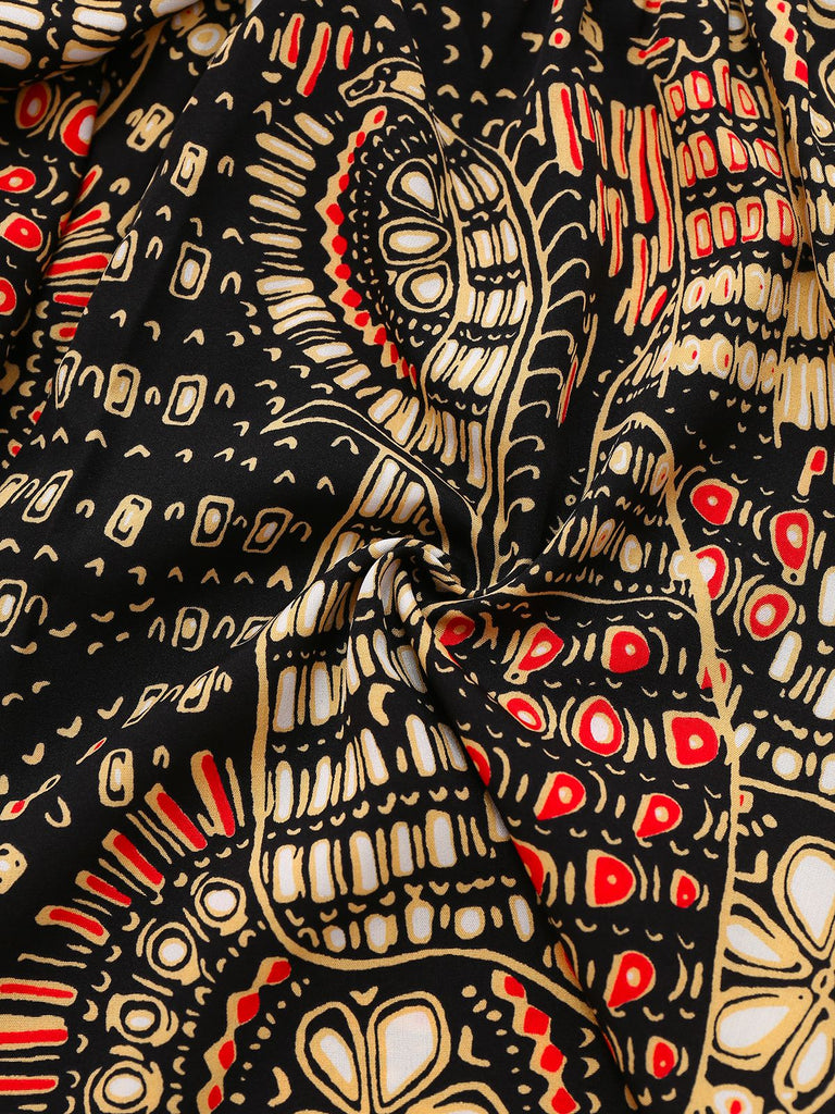 Multiclor 1970s Boho Irregular Print Romper - vintage jumpsuit, retro fashion