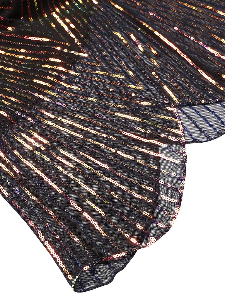Multicolor 1920s V-Neck Sequined Fishtail Dress, vintage dress, retro fashion, Gatsby party, flapper style - perfect for women who love vintage and retro fashion