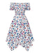 1930s Butterfly Print OffShoulder Irregular | 1930s | vintage dress, retro fashion