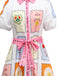 Multicolor 1930s Floral Sun Moon Belted Dress - vintage dress, retro fashion