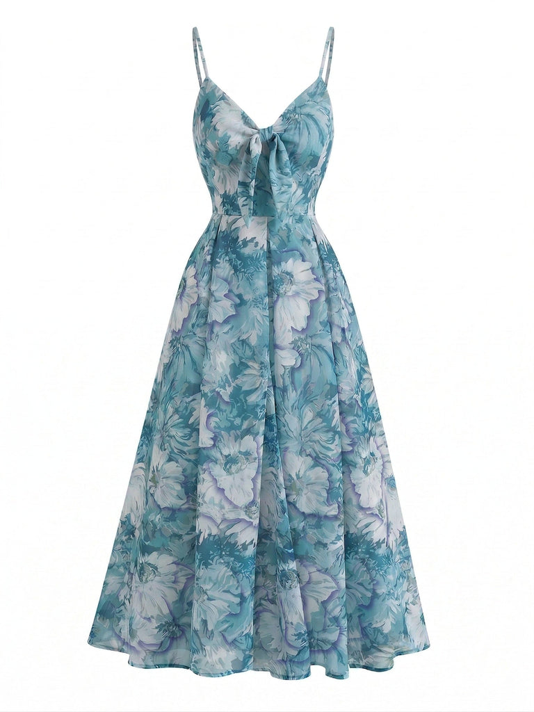 vintage floral slip dress Multicolor 1930s Floral V-Neck Bohemian Slip Dress