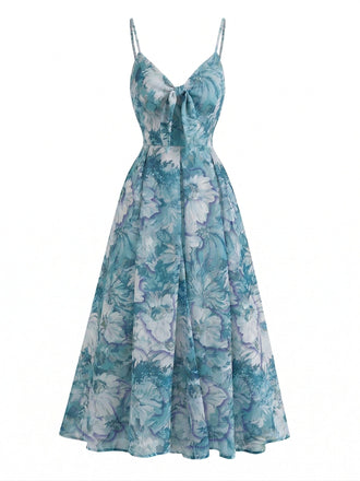 Multicolor 1930s Floral V-Neck Bohemian Slip Dress, vintage dress, retro fashion, floral print - perfect for women who love vintage and retro fashion