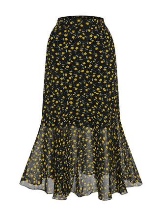 She sways in this Multicolor 1930s Flowers Fishtail Skirt and it's pure 1930s magic