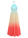 Multicolor 1930s Halter Gradient Pleated Maxi Dress - vintage dress, retro fashion for vintage lovers