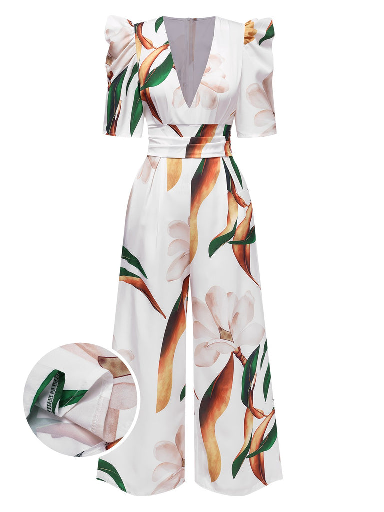 1930s VNeck Puff Magnolia Floral | 1930s | vintage romper, retro jumpsuit