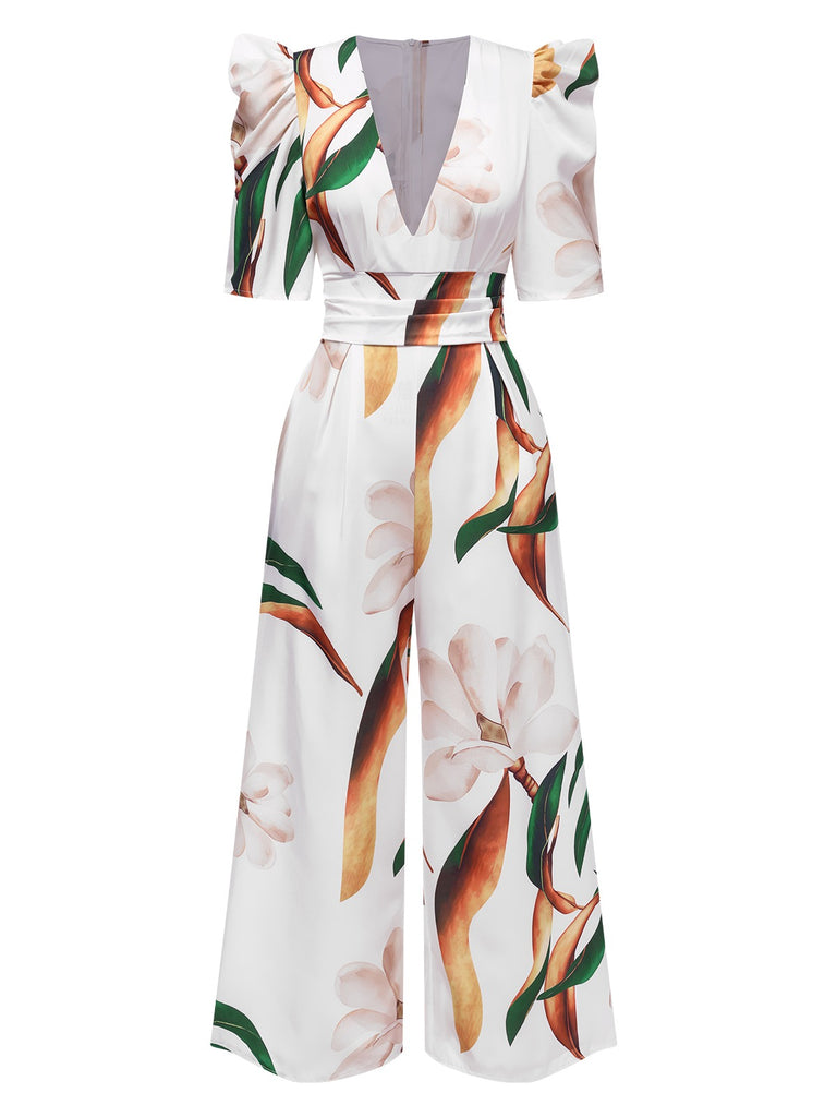 1930s VNeck Puff Magnolia Floral | 1930s | vintage romper, retro jumpsuit