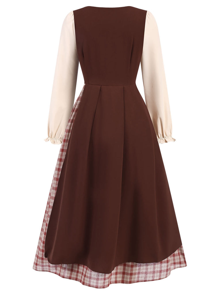 Multicolor 1940s Floral Plaid Pastoral Dress, vintage dress, retro fashion, floral print - perfect for women who love vintage and retro fashion