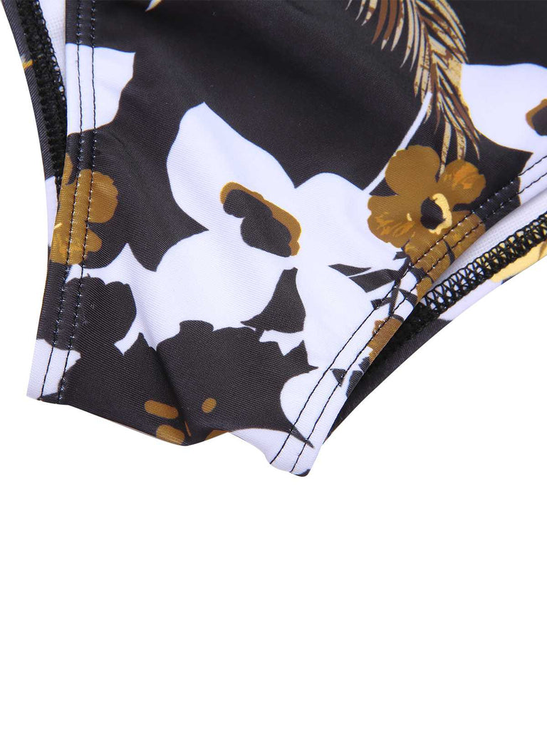 This 1940s Print One-Piece Swimsuit carries 1940s vacation dreams in every stitch