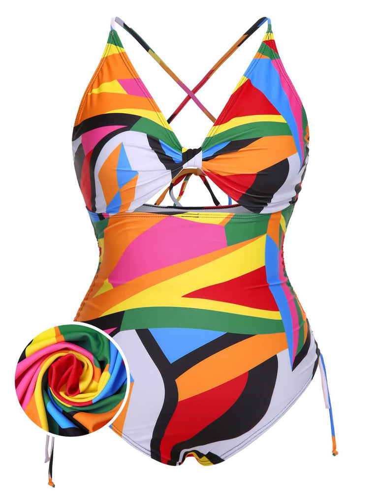 She's wearing 1940s Print One-Piece Swimsuit and the whole beach remembers the 1940s