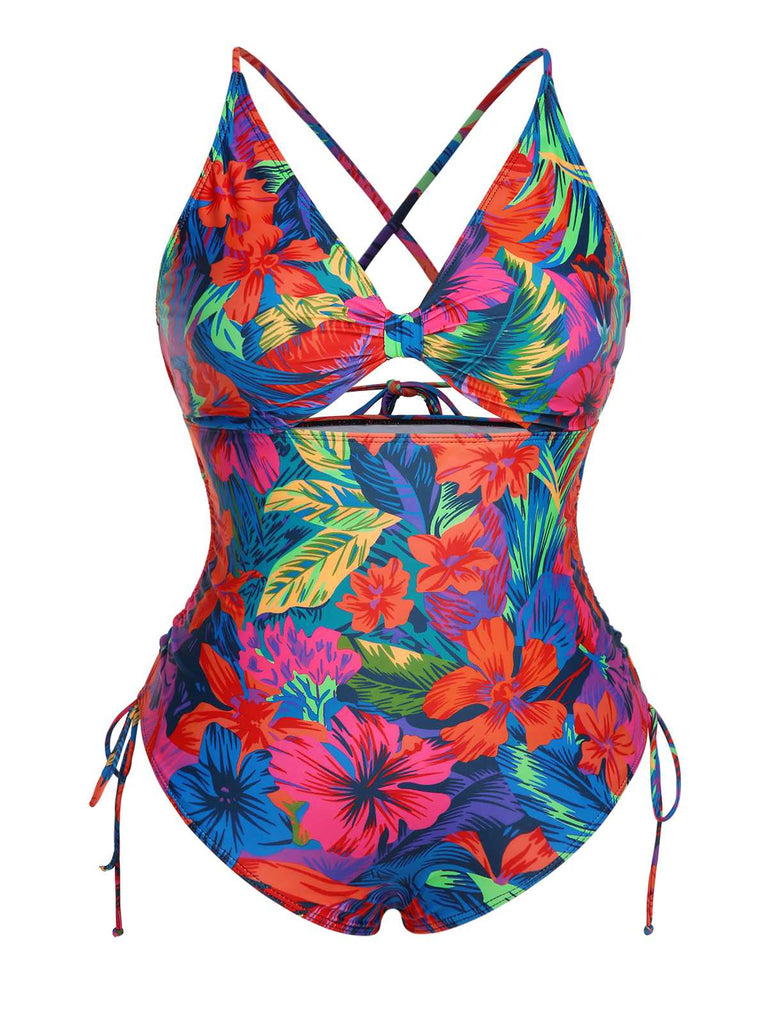 This 1940s Print One-Piece Swimsuit carries 1940s vacation dreams in every stitch