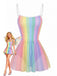 [Pre-Sale] Multicolor 1940s Rainbow Stripes One-Piece Swimdress, vintage dress, retro fashion - perfect for women who love vintage and retro fashion