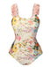 Multicolor 1950s 3D-Flowers Spaghetti Straps Swimsuit, vintage swimsuit, pin-up swimwear - perfect for women who love vintage and retro fashion