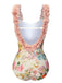 Multicolor 1950s 3D-Flowers Spaghetti Straps Swimsuit, vintage swimsuit, pin-up swimwear - perfect for women who love vintage and retro fashion